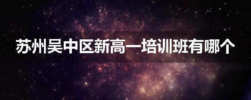 苏州吴中区新高一培训班有哪个