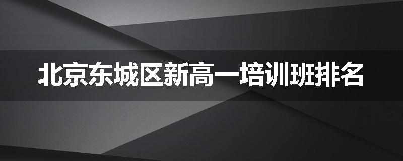 北京东城区新高一培训班排名