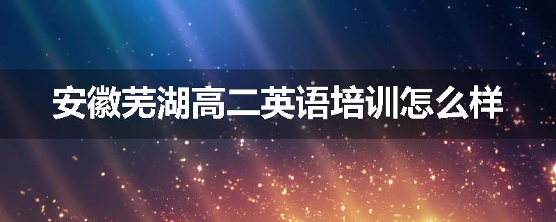 安徽芜湖高二英语培训怎么样