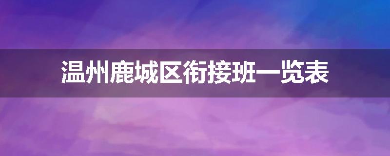 温州鹿城区衔接班一览表