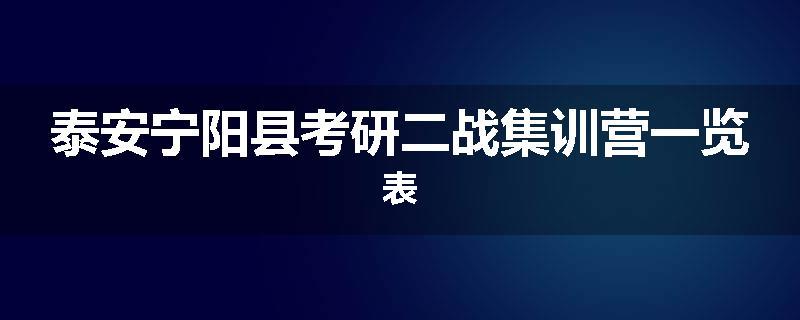 泰安宁阳县考研二战集训营一览表