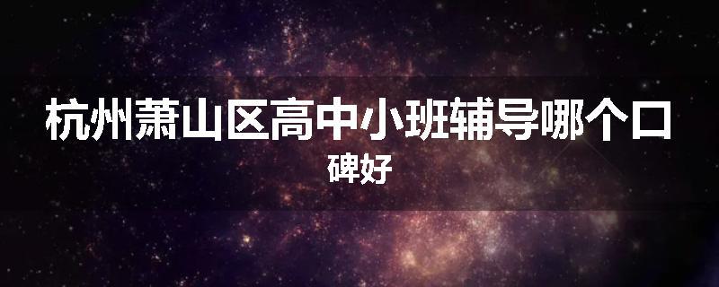 杭州萧山区高中小班辅导哪个口碑好
