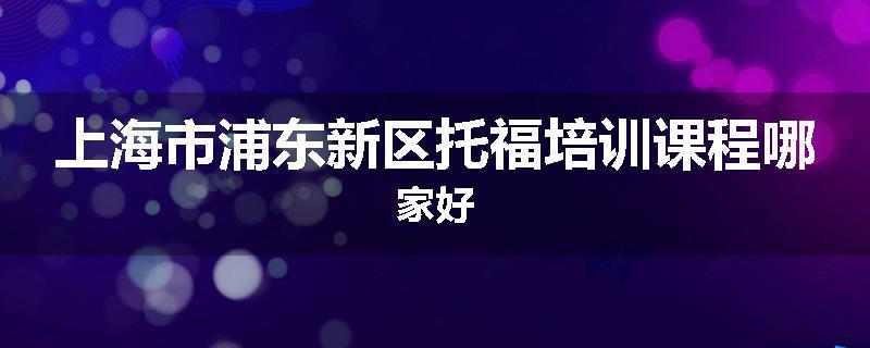 上海市浦东新区托福培训课程哪家好