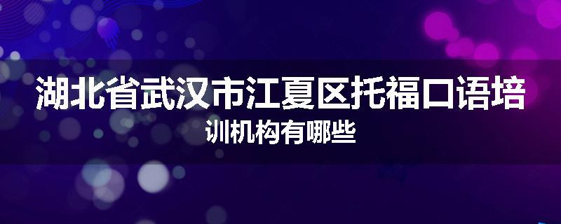 湖北省武汉市江夏区托福口语培训机构有哪些