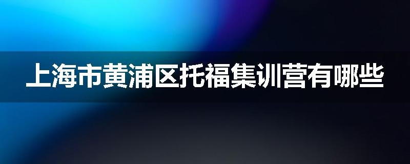 上海市黄浦区托福集训营有哪些