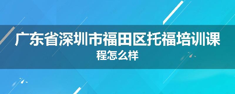 广东省深圳市福田区托福培训课程怎么样