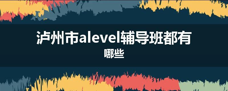 泸州市alevel辅导班都有哪些