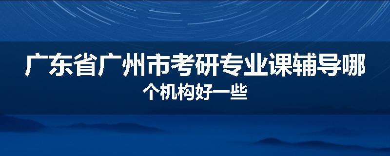 广东省广州市考研专业课辅导哪个机构好一些