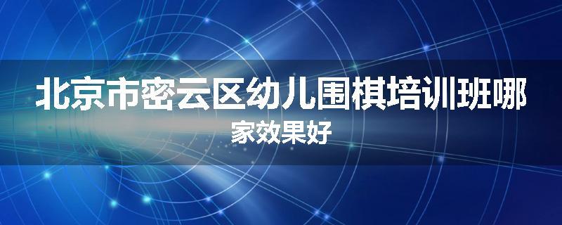 北京市密云区幼儿围棋培训班哪家效果好