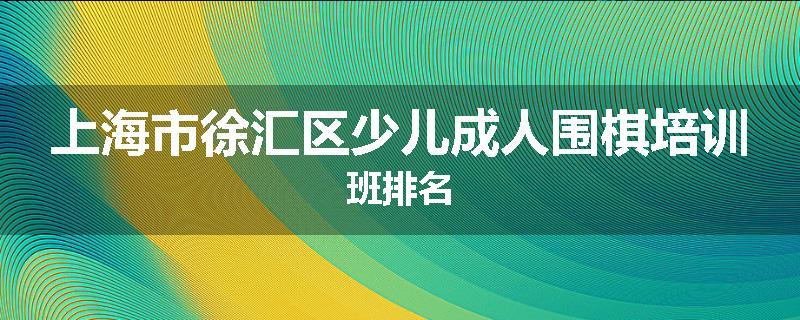 上海市徐汇区少儿成人围棋培训班排名