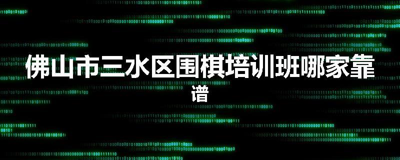 佛山市三水区围棋培训班哪家靠谱