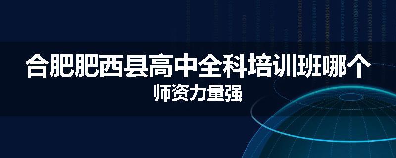 合肥肥西县高中全科培训班哪个师资力量强