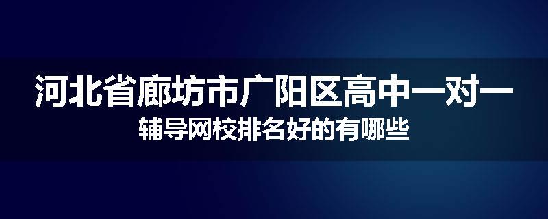 河北省廊坊市广阳区高中一对一辅导网校排名好的有哪些