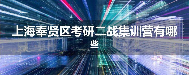 上海奉贤区考研二战集训营有哪些