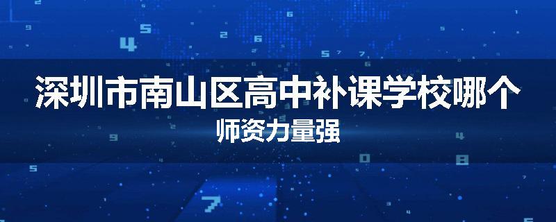 深圳市南山区高中补课学校哪个师资力量强