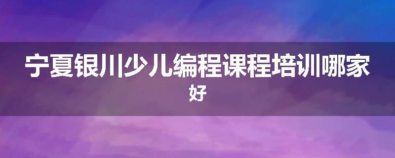 宁夏银川少儿编程课程培训哪家好