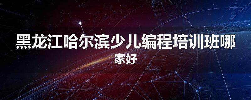 黑龙江哈尔滨少儿编程培训班哪家好