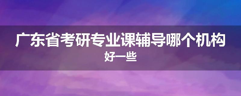 广东省考研专业课辅导哪个机构好一些