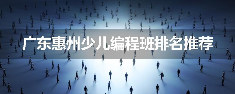 广东惠州少儿编程班排名推荐