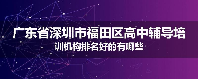 广东省深圳市福田区高中辅导培训机构排名好的有哪些