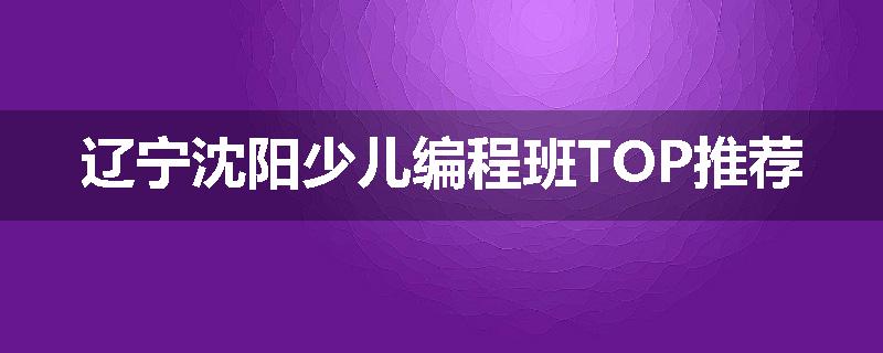 辽宁沈阳少儿编程班TOP推荐