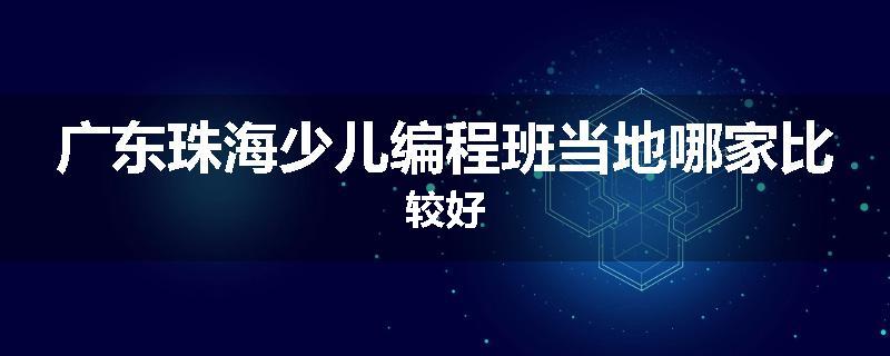 广东珠海少儿编程班当地哪家比较好