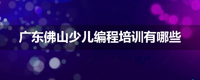 广东佛山少儿编程培训有哪些