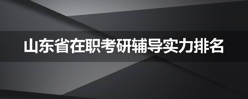 山东省在职考研辅导实力排名