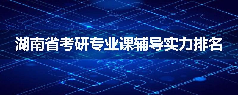 湖南省考研专业课辅导实力排名