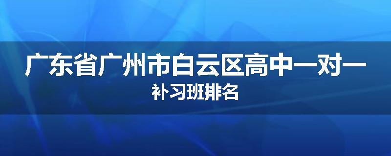 广东省广州市白云区高中一对一补习班排名
