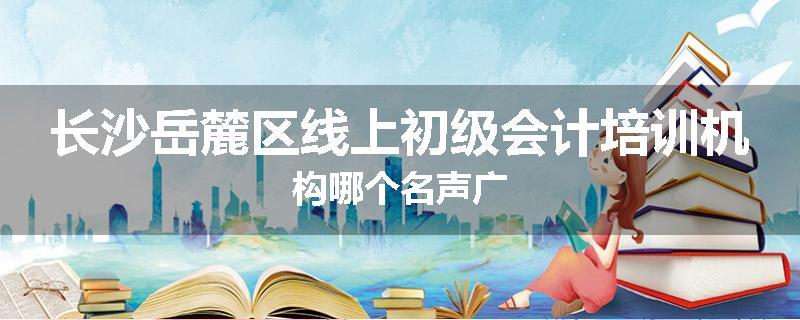 长沙岳麓区线上初级会计培训机构哪个名声广