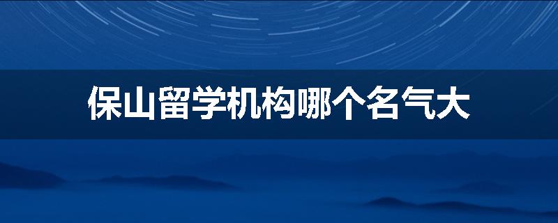 保山留学机构哪个名气大