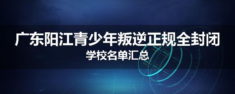 广东阳江青少年叛逆正规全封闭学校名单汇总