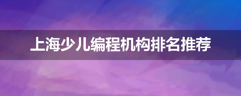 上海少儿编程机构排名推荐