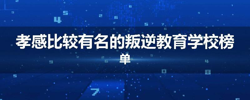 孝感比较有名的叛逆教育学校榜单