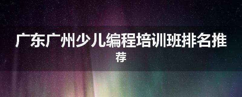 广东广州少儿编程培训班排名推荐