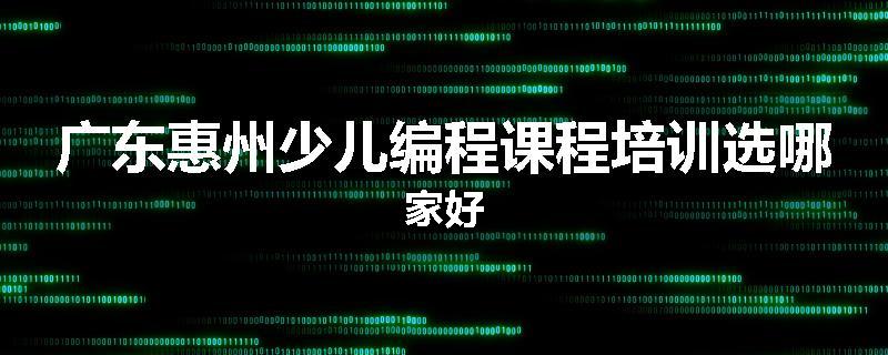 广东惠州少儿编程课程培训选哪家好