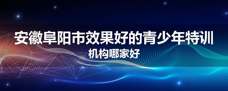 安徽阜阳市效果好的青少年特训机构哪家好