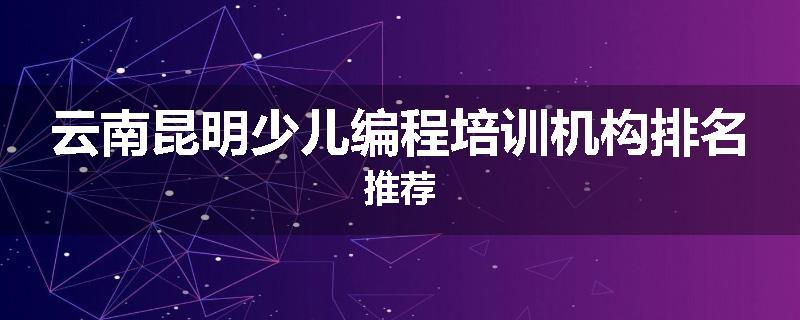 云南昆明少儿编程培训机构排名推荐