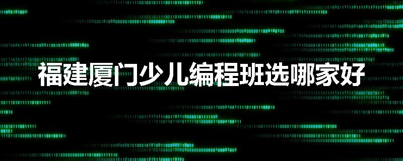 福建厦门少儿编程班选哪家好