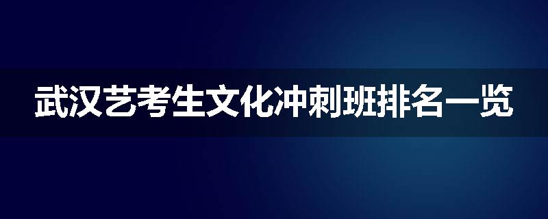 武汉艺考生文化冲刺班排名一览