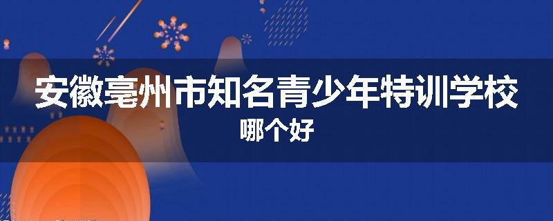 安徽亳州市知名青少年特训学校哪个好