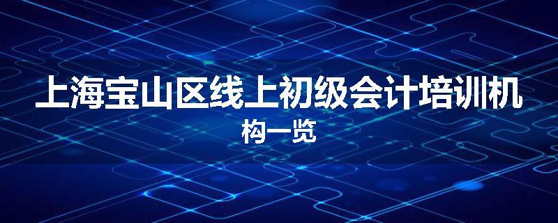 上海宝山区线上初级会计培训机构一览