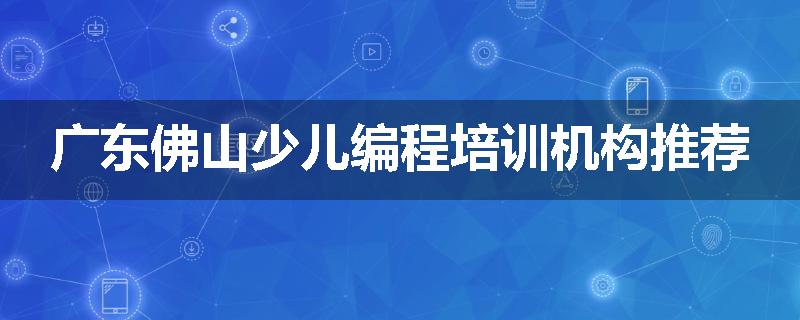广东佛山少儿编程培训机构推荐