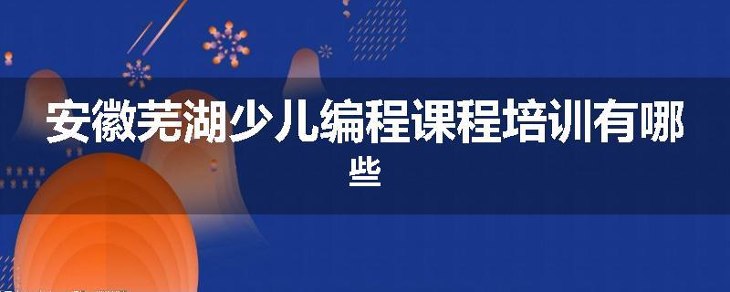 安徽芜湖少儿编程课程培训有哪些