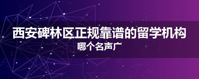 西安碑林区正规靠谱的留学机构哪个名声广