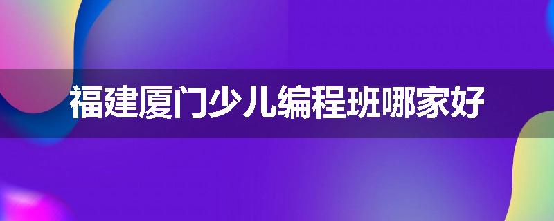 福建厦门少儿编程班哪家好