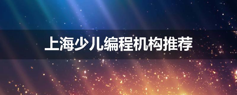 上海少儿编程机构推荐