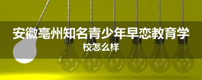 安徽亳州知名青少年早恋教育学校怎么样