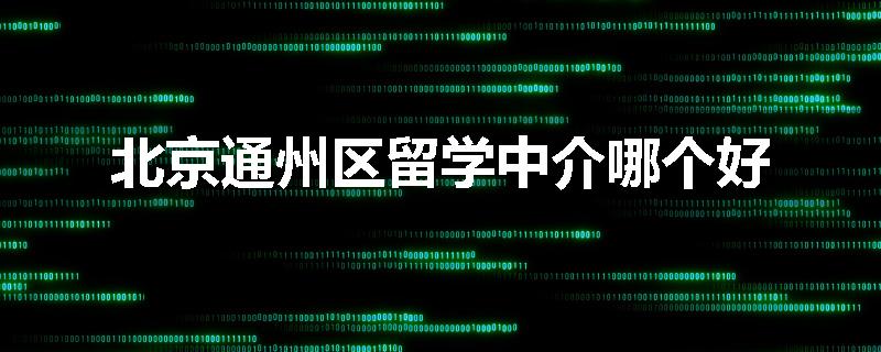 北京通州区留学中介哪个好